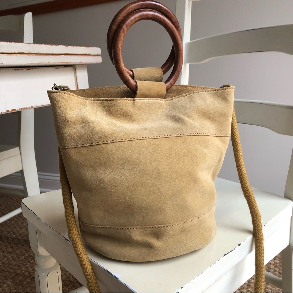 New: Lucky Brand Suede Bucket Bag with Optional Strap. - Picture 7 of 14